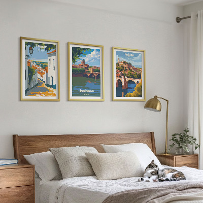 Tavelpaket med ramar Retro stadsgrafik