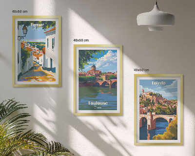 Tavelpaket med ramar Retro stadsgrafik