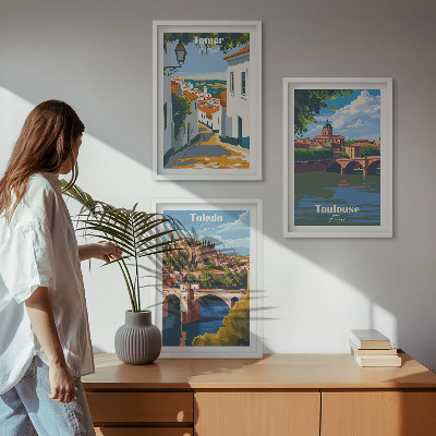 Tavelpaket med ramar Retro stadsgrafik