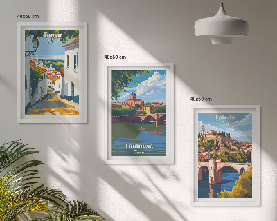 Tavelpaket med ramar Retro stadsgrafik