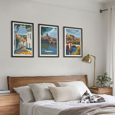 Tavelpaket med ramar Retro stadsgrafik