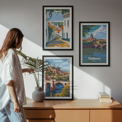 Tavelpaket med ramar Retro stadsgrafik