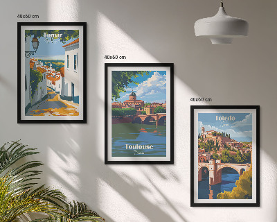 Tavelpaket med ramar Retro stadsgrafik
