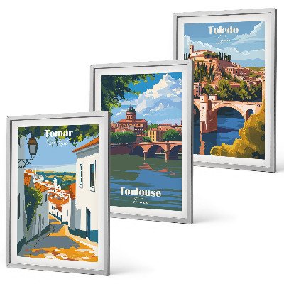 Tavelpaket med ramar Retro stadsgrafik