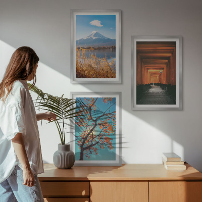 Tavelset ovanför soffa Japanska naturlandskap