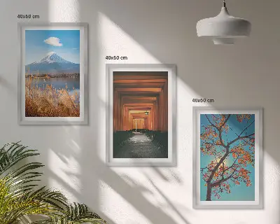 Japanska naturlandskap tavelset för vägg ovanför soffa