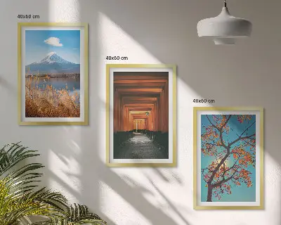 Japanska naturlandskap tavelset för vägg ovanför soffa