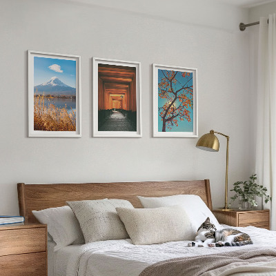 Tavelset ovanför soffa Japanska naturlandskap