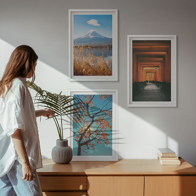 Tavelset ovanför soffa Japanska naturlandskap