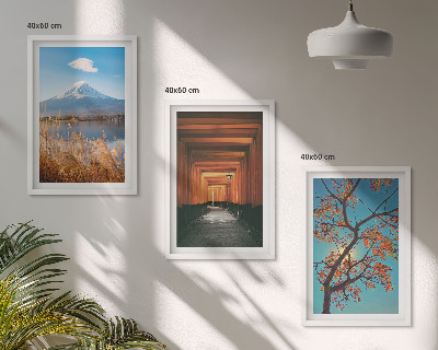 Tavelset ovanför soffa Japanska naturlandskap