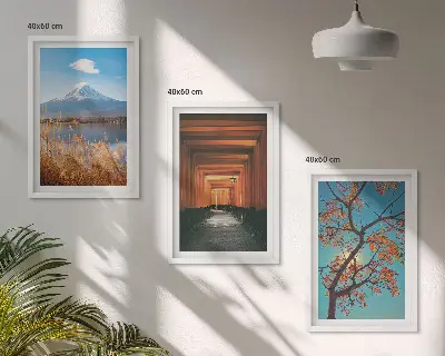 Japanska naturlandskap tavelset för vägg ovanför soffa