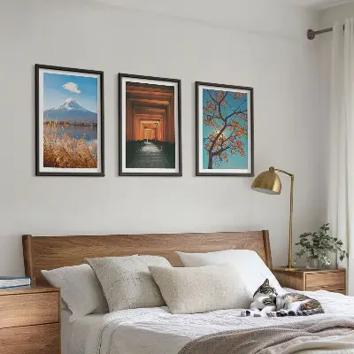 Japanska naturlandskap tavelset för vägg ovanför soffa