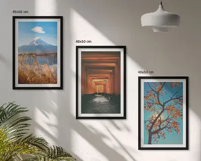 Japanska naturlandskap tavelset för vägg ovanför soffa