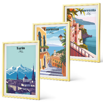 Tavelpaket med ramar Färgglada retrostadsbilder