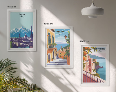 Tavelpaket med ramar Färgglada retrostadsbilder