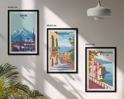 Tavelpaket med ramar Färgglada retrostadsbilder