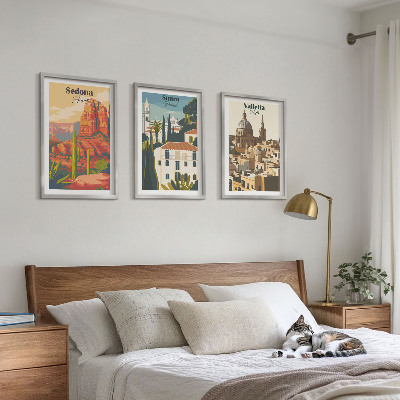Tavelpaket med ramar Utsikt Sedona Sintra Valletta retro