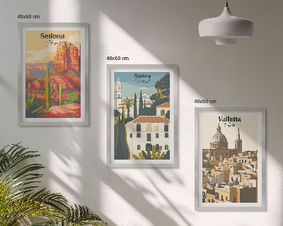 Tavelpaket med ramar Utsikt Sedona Sintra Valletta retro