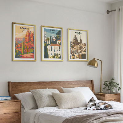Tavelpaket med ramar Utsikt Sedona Sintra Valletta retro