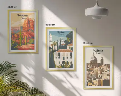 Tavelset med ramar Vy Sedona Sintra Valletta retro