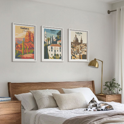 Tavelpaket med ramar Utsikt Sedona Sintra Valletta retro
