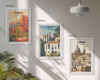 Tavelpaket med ramar Utsikt Sedona Sintra Valletta retro