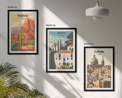 Tavelpaket med ramar Utsikt Sedona Sintra Valletta retro
