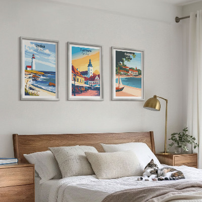 Tavelset ovanför soffa Stadsutsikt Ustka Tarnów Sopot