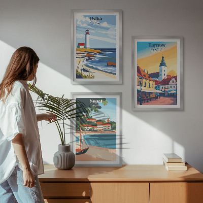 Tavelset ovanför soffa Stadsutsikt Ustka Tarnów Sopot