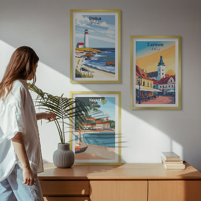 Tavelset ovanför soffa Stadsutsikt Ustka Tarnów Sopot