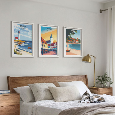 Tavelset ovanför soffa Stadsutsikt Ustka Tarnów Sopot