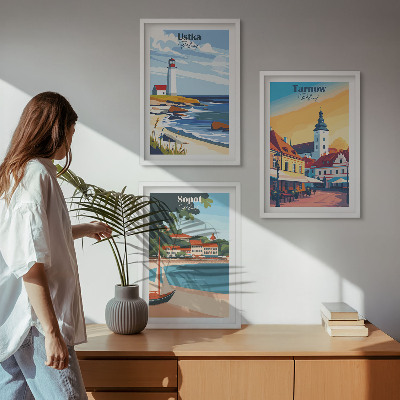 Tavelset ovanför soffa Stadsutsikt Ustka Tarnów Sopot