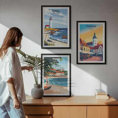 Tavelset ovanför soffa Stadsutsikt Ustka Tarnów Sopot