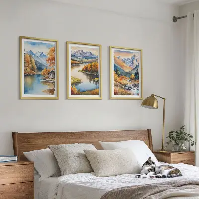 Bergsfloder höstträd set om 3 tavlor