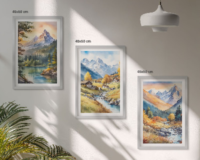 Tavelset ovanför soffa Berglandskap med en flod