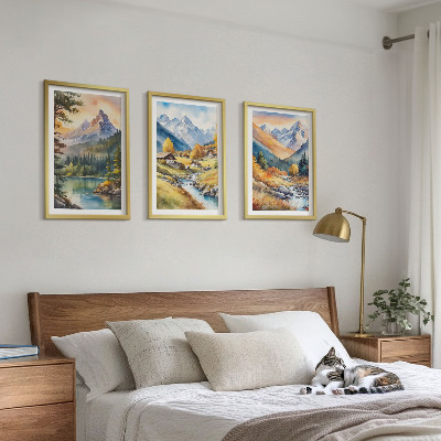 Tavelset ovanför soffa Berglandskap med en flod