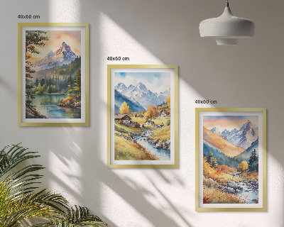 Tavelset ovanför soffa Berglandskap med en flod