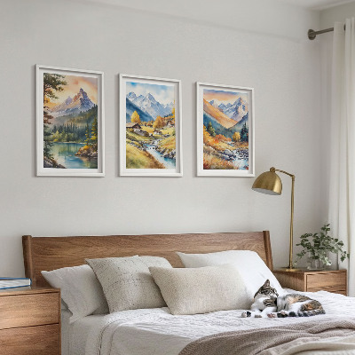 Tavelset ovanför soffa Berglandskap med en flod