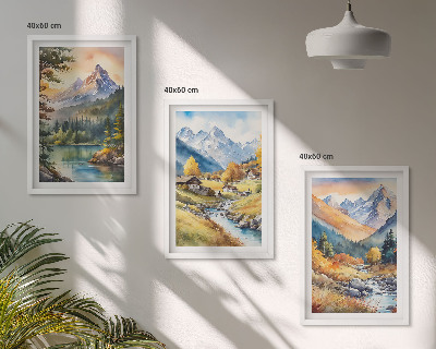Tavelset ovanför soffa Berglandskap med en flod