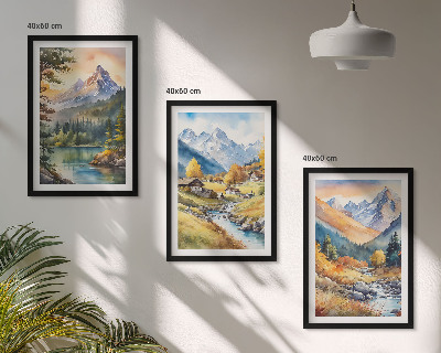 Tavelset ovanför soffa Berglandskap med en flod