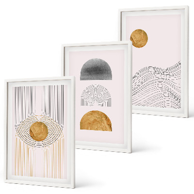 Tavelpaket med ramar Abstrakta former beige och grå