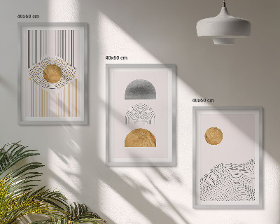 Tavelpaket med ramar Abstrakta former beige och grå