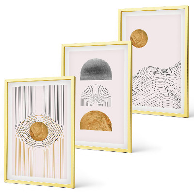 Tavelpaket med ramar Abstrakta former beige och grå