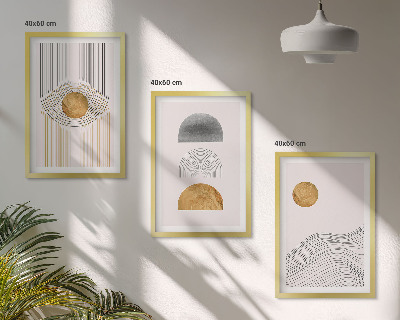 Tavelpaket med ramar Abstrakta former beige och grå