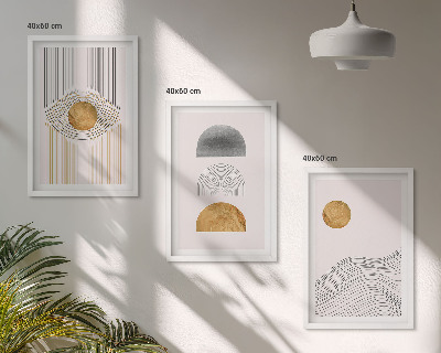 Tavelpaket med ramar Abstrakta former beige och grå