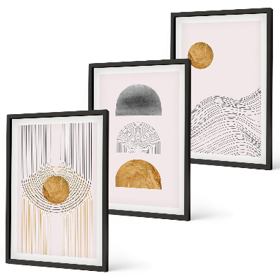 Tavelpaket med ramar Abstrakta former beige och grå