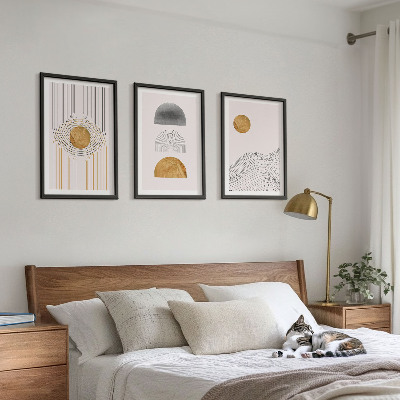 Tavelpaket med ramar Abstrakta former beige och grå