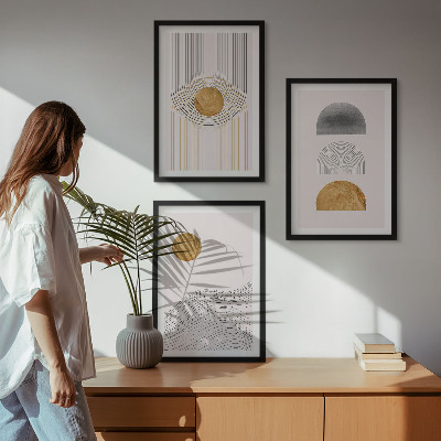 Tavelpaket med ramar Abstrakta former beige och grå