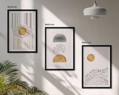 Tavelpaket med ramar Abstrakta former beige och grå