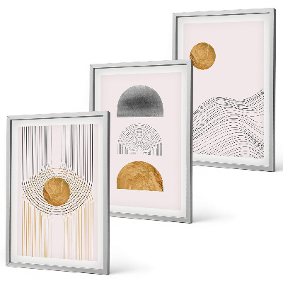Tavelpaket med ramar Abstrakta former beige och grå